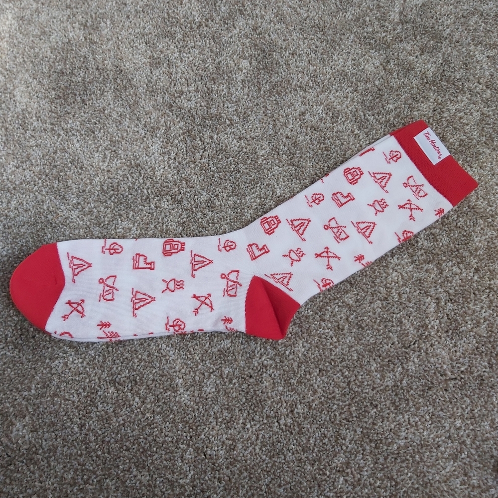 Tim Hortons Red/White Printed Adult Socks BNWOT